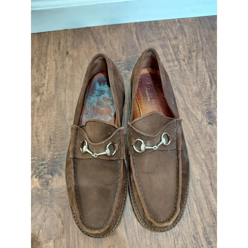 GUCCI Men's Brown Suede Loafers Shoes Size 13.5 US Made in Italy